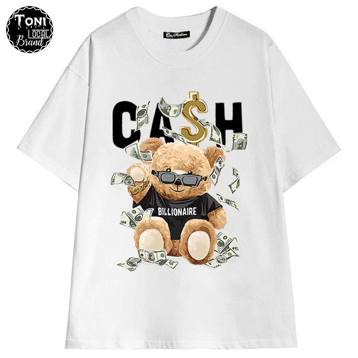 Áo Thun Tay Lỡ Local Brand CASH BEAR Cotton 100 form rộng nam nữ Unisex
