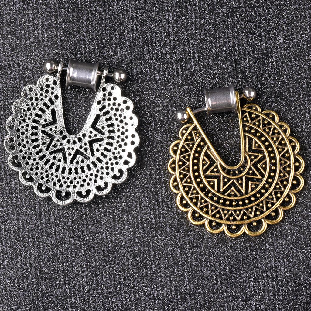 Boho Hollow Flower Stainless Steel Dangle Ear Plugs