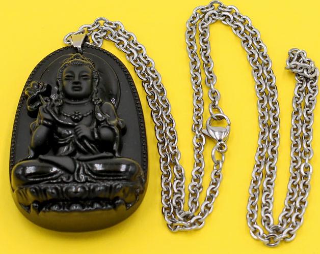 Vòng cổ Đại Thế Chí 5 cm đá thạch anh đen DITTEN4 - Phật bản mệnh cho người tuổi Ngọ