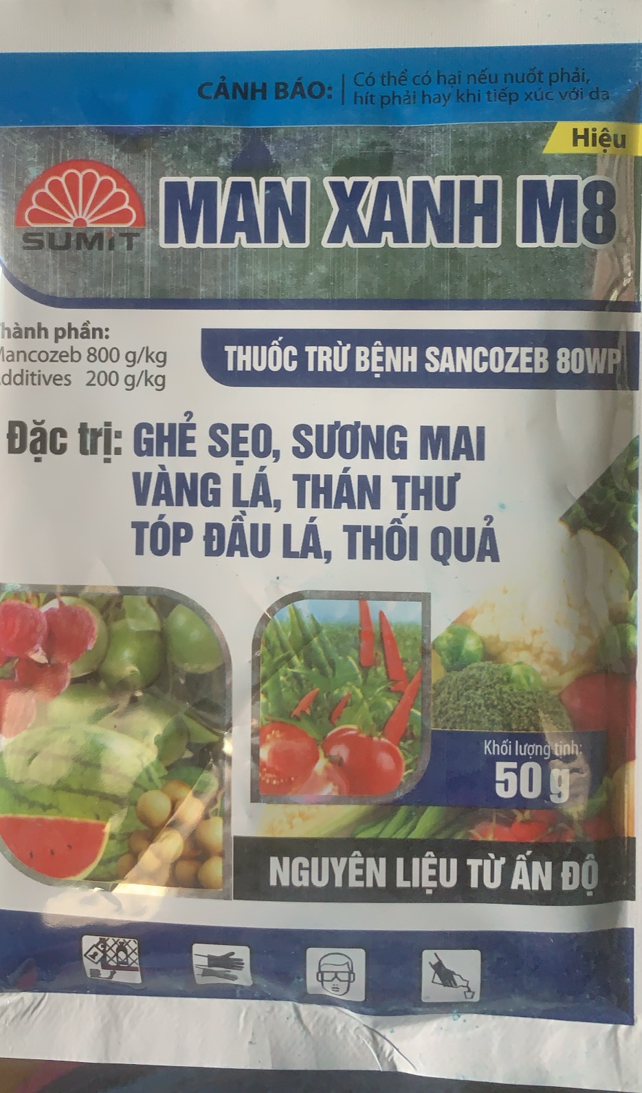 Sản phẩm Mancozeb 80 màu xanh M8 gói 50gr