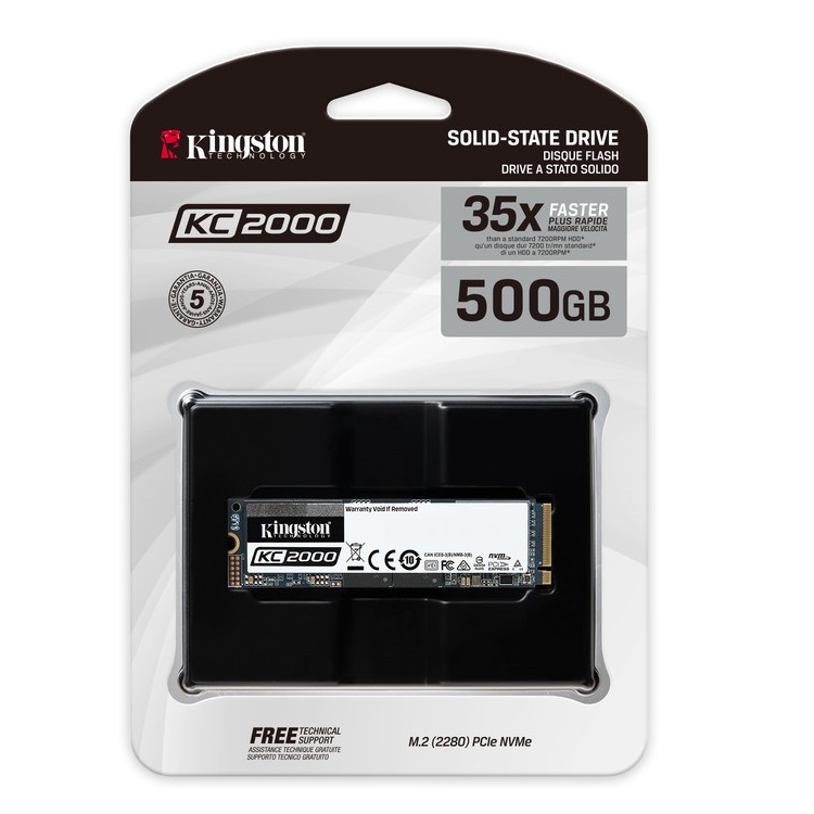 Ổ cứng SSD Kingston KC2000 NVMe PCIe Gen 3.0 x4 500G - Hàng Chính Hãng