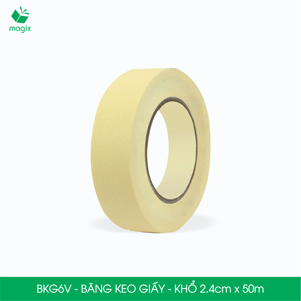 BKG6V - Block 6 cuộn băng keo giấy khổ 2.4cm x 50m - Băng dính giấy viết được, chặn màu sơn