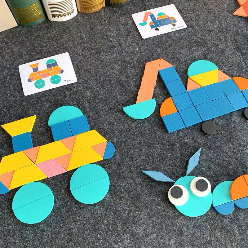 Bộ Đồ Chơi Gỗ Xếp Hình Sáng Tạo Với 180 Chi Tiết Bao Gồm Thẻ Flashcard Hình Mẫu Giúp Bé Vừa Chơi Vừa Học Tiếng Anh