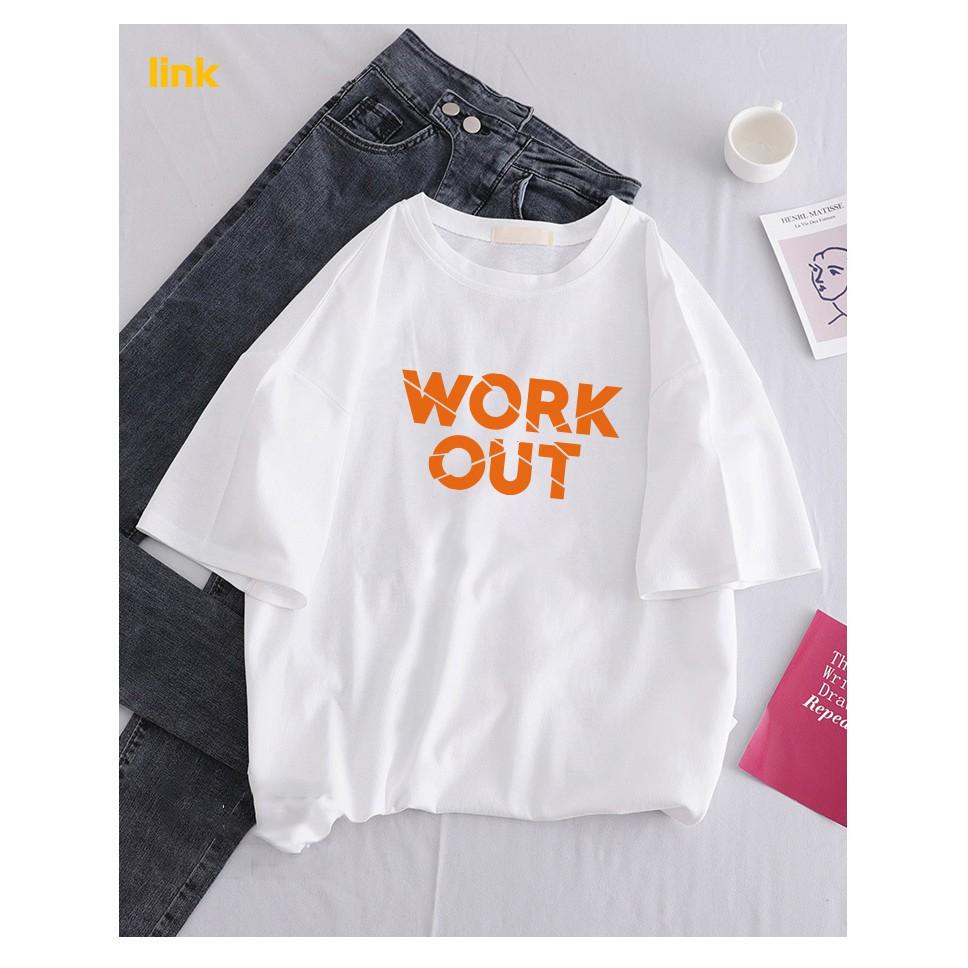 Áo thun tay lỡ cổ tròn WORK OUT dáng rộng unisex