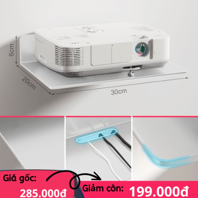 Kệ treo kim loại Dola Home để máy chiếu, camera, bộ phát WiFi, loa, bàn phím không cần khoan đục có lỗ đi dây điện