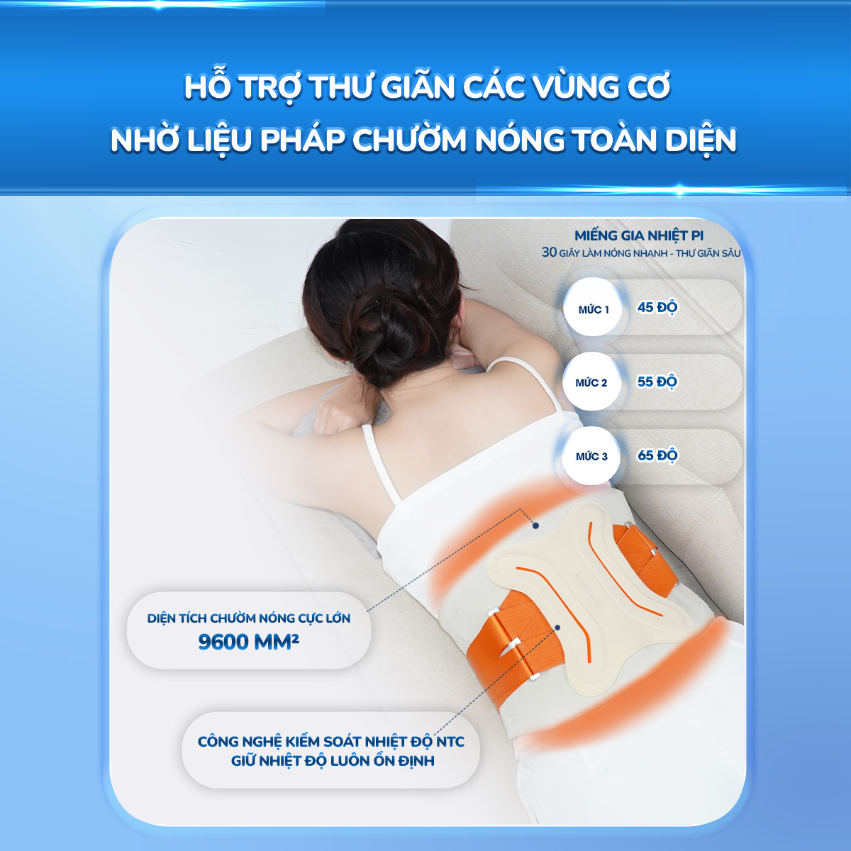 Máy Massage Lưng BUMAS M12 - Massage Rung Kết Hợp Chườm Nóng, Đai Định Hình Cột Sống