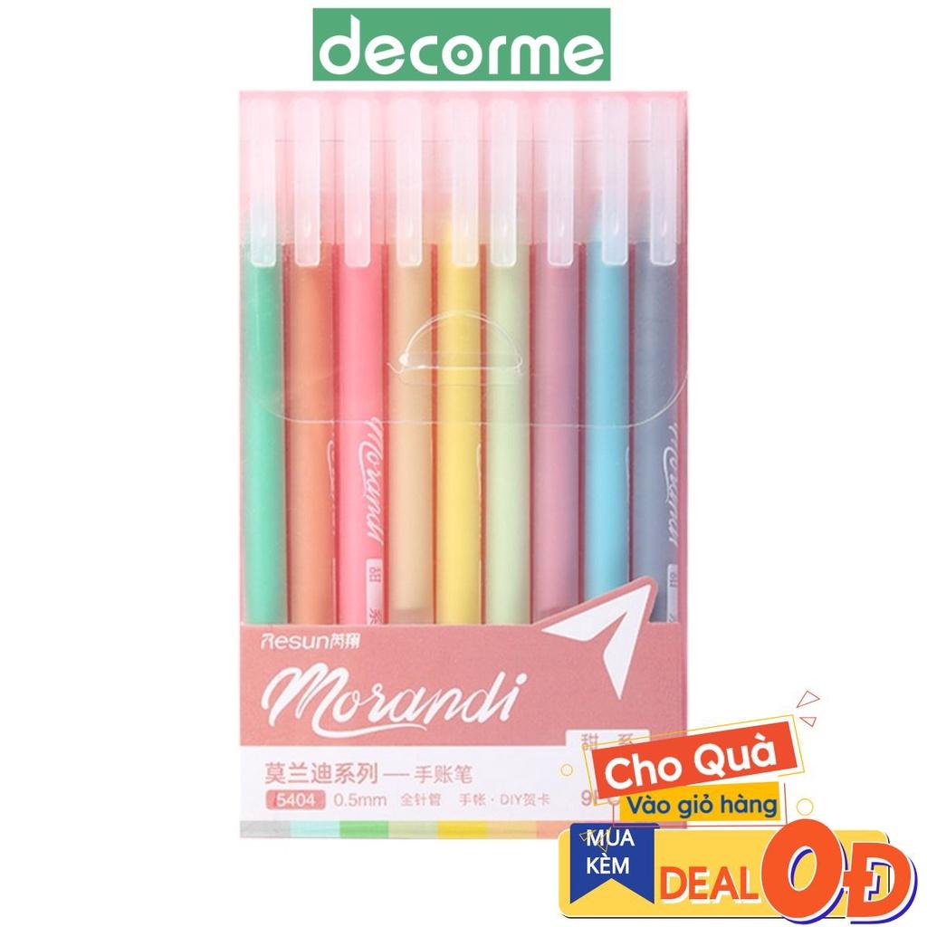 Set 9 Bút gel Morandi 0.5mm Bút gel nhiều màu viết sổ tay trang trí thiệp bullet journal