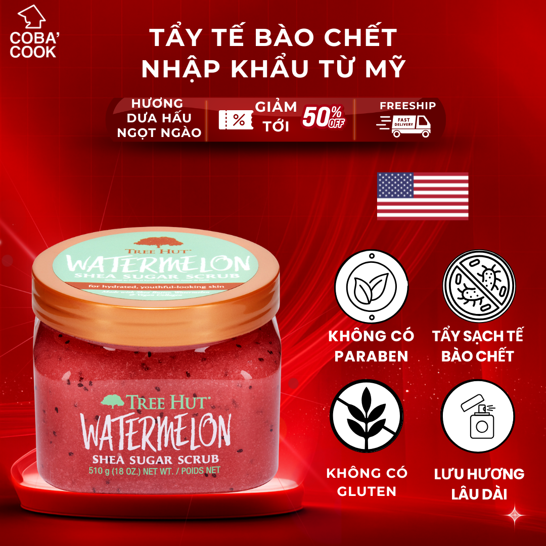 Tẩy Tế Bào Chết Toàn Thân Tree Hut 255g Nhập Khẩu Chính Hãng Từ Mỹ Dưỡng Trắng Đa Dạng Mùi Hươn