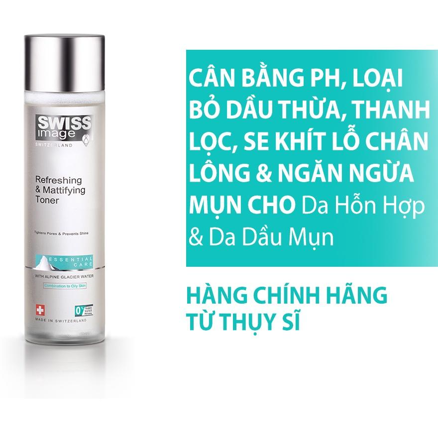 Nước cân bằng làm sạch ngăn ngừa mụn dành cho da dầu Swiss Image Refreshing &amp; Mattifying Toner 200ml