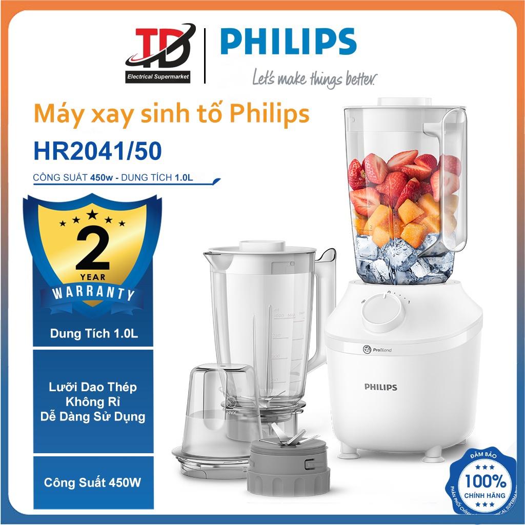 Máy Xay Sinh Tố Philips HR2041/50, Công Suất 450W, 2 Cối Lớn và 1 Cối Nhỏ, Hàng Chính Hãng