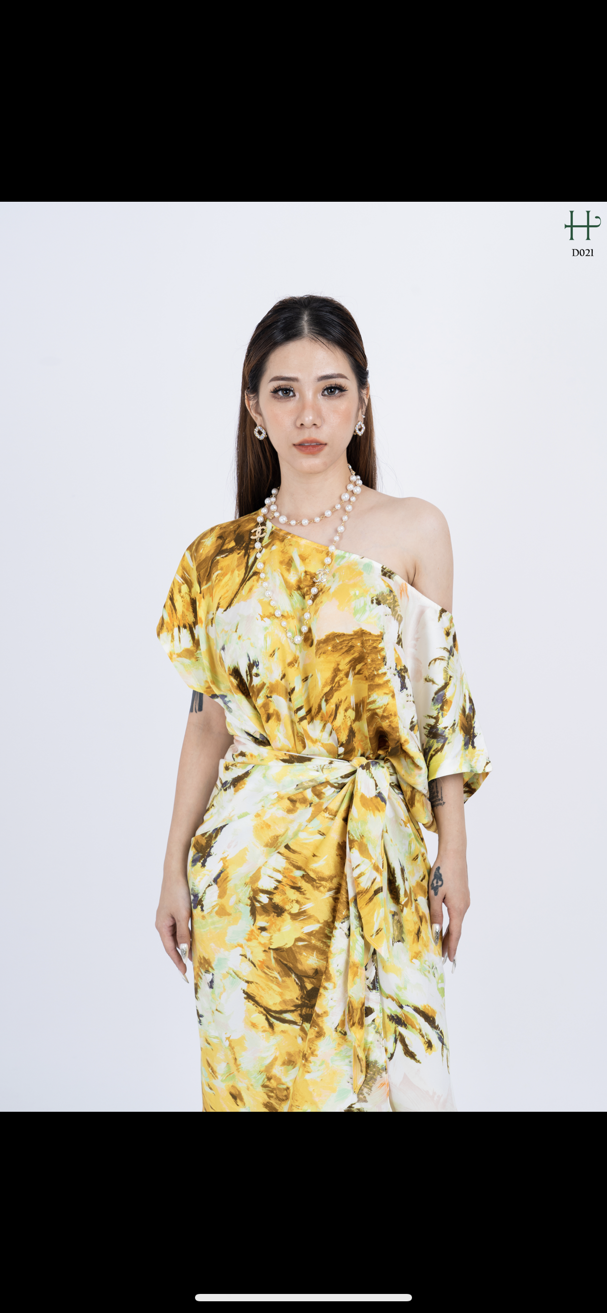 Đầm Lụa lệch vai cách điệu - D21