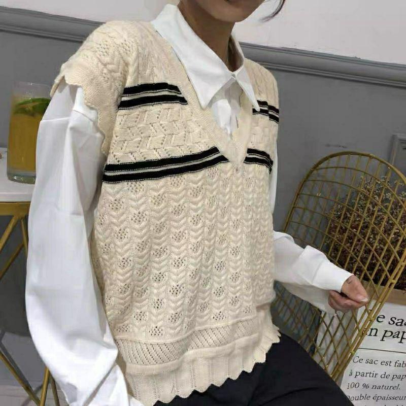 Áo len không tay dệt kim phong cách Hàn Quốc