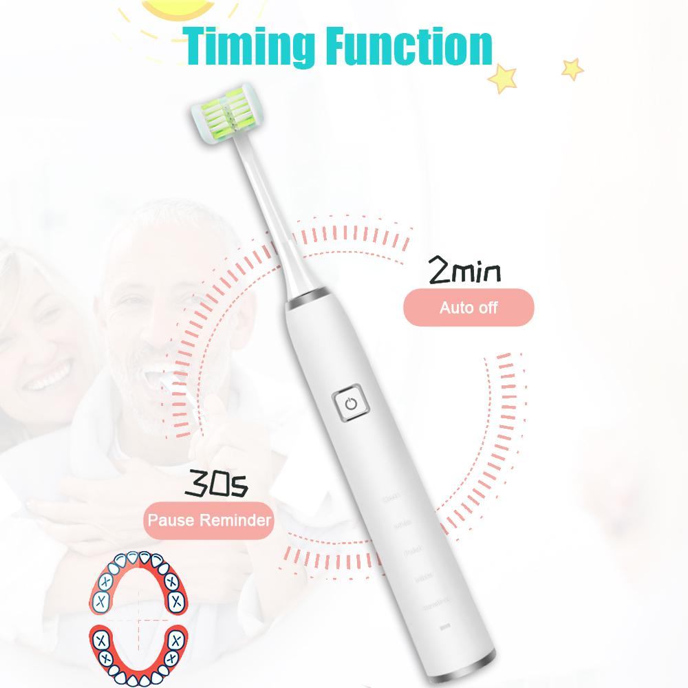 Bàn chải đánh răng bằng điện cho người lớn với đầu bàn chải mềm 3D 5 chế độ chải 2 phút hẹn giờ