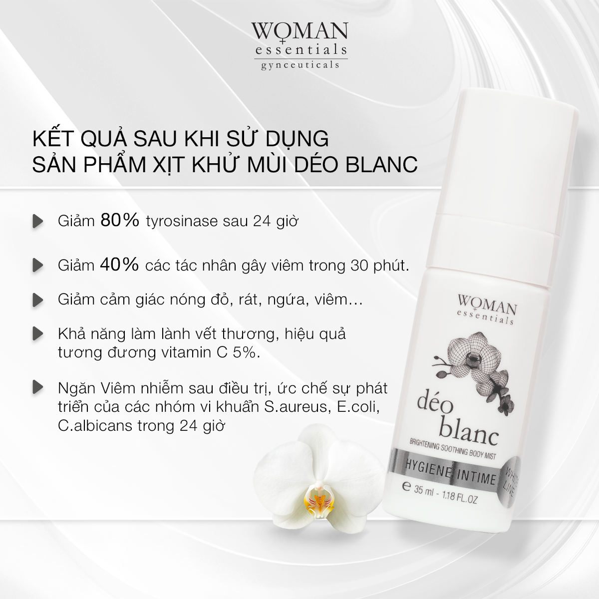 Xịt khử mùi Déo Blanc Woman Essentnials - Khử mùi, làm dịu và dưỡng trắng sáng 35ml