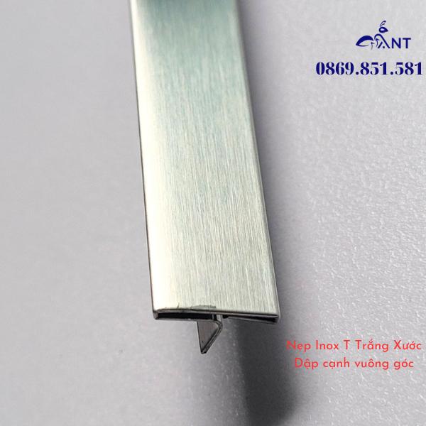 Nẹp Inox T25 Trắng Xước, Nẹp trang trí, nẹp bảo vệ, nẹp inox T25 bào chấn vuông cạnh, dày 0.8, thanh dài 2m44