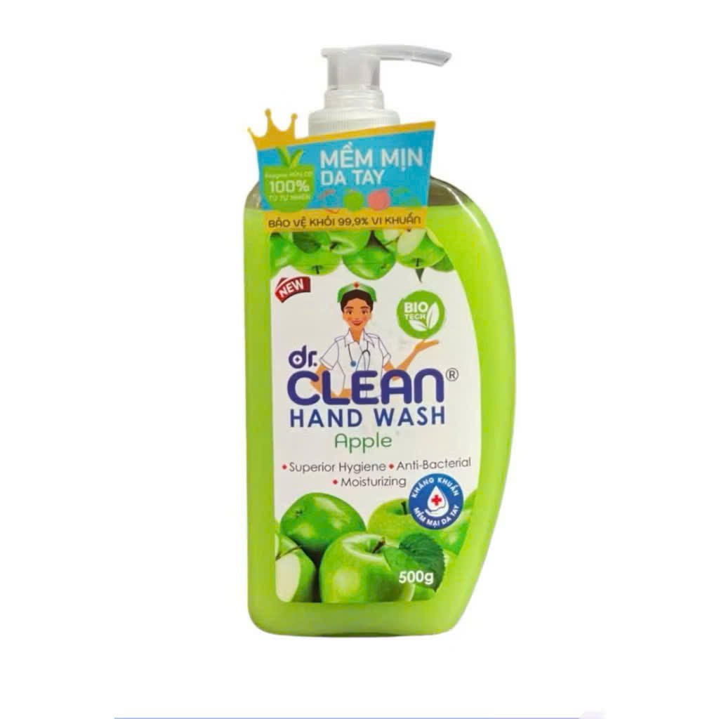 Nước rửa tay sinh học Dr Clean 500ml – Dưỡng ẩm, mềm tay, ngăn ngừa vi khuẩn, duy trì độ ẩm cho làn da