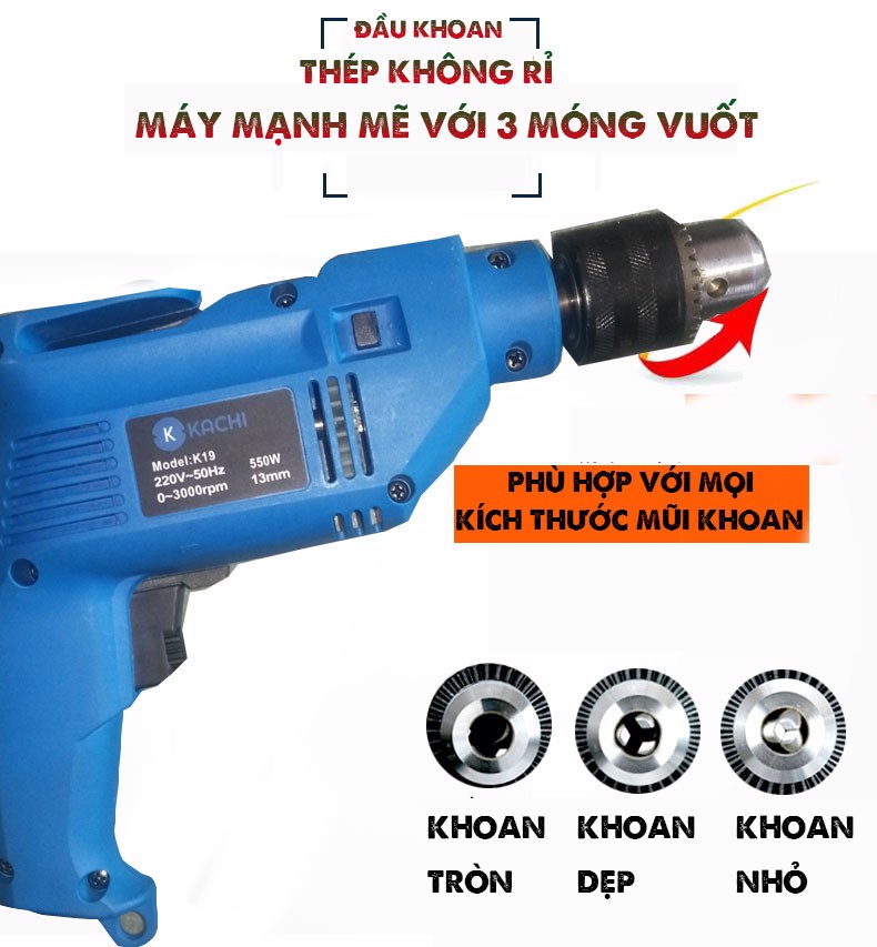 Bộ khoan Kachi có cưa đĩa mài MK89 550W - Màu xanh