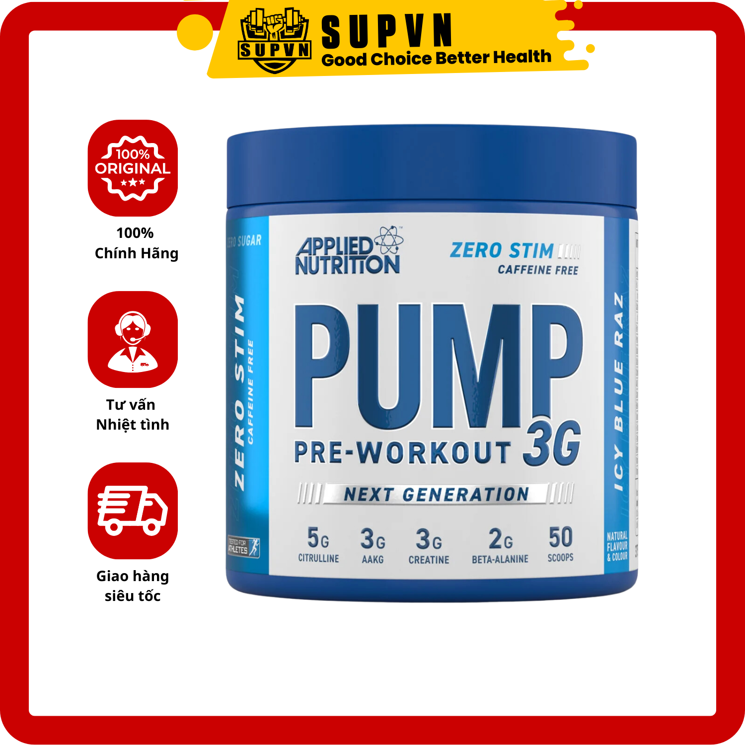 Pump 3G Pre Workout Applied Nutrition 50 Scoop (25Serving) - Tăng Sức Mạnh Sức Bền