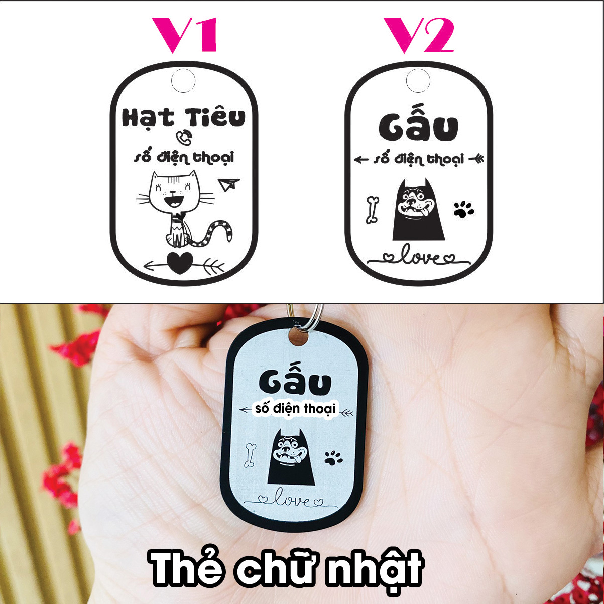 Pettag, Thẻ Tên Thú Cưng - Khắc Theo Yêu Cầu - Bảng Tên Chó Mèo – [TOP MẪU HOT