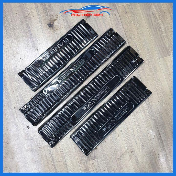 Bộ nẹp bước chân ô tô Ranger 2022-2023-2024 vân titan, ốp bậc cửa lên xuống chống trầy xước, trang trí xe hơi