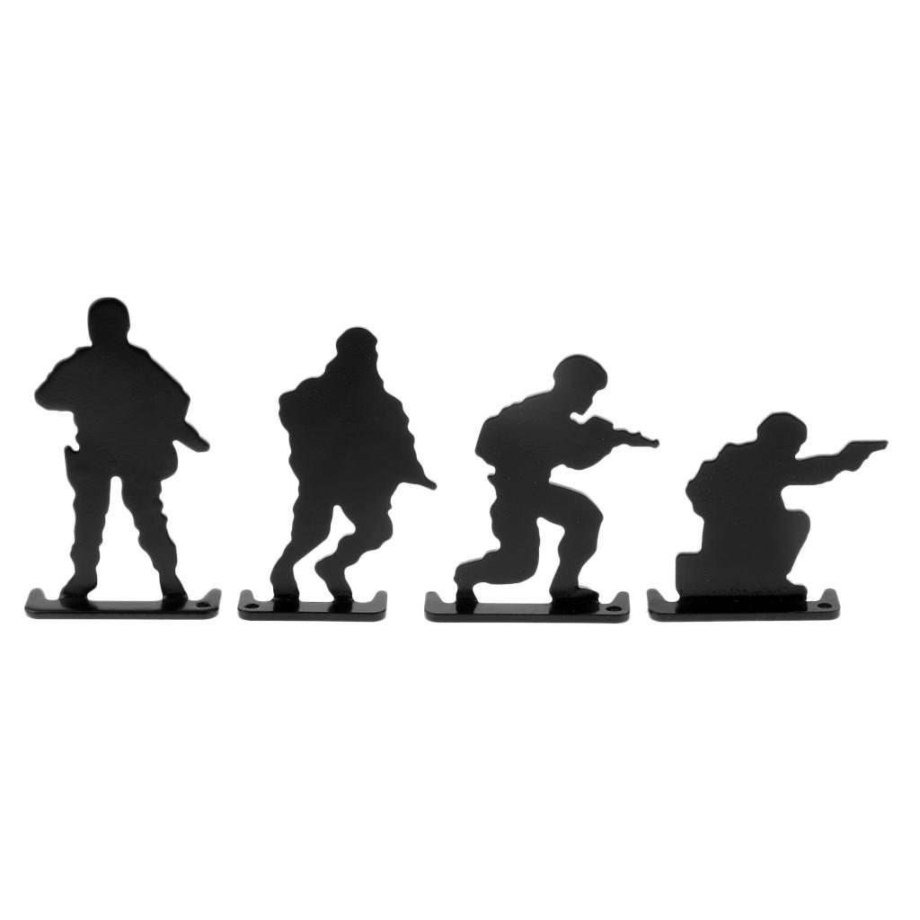4pcs Metal Shooting Targets Plinking Target Mini Soldiers Silhouette Targets