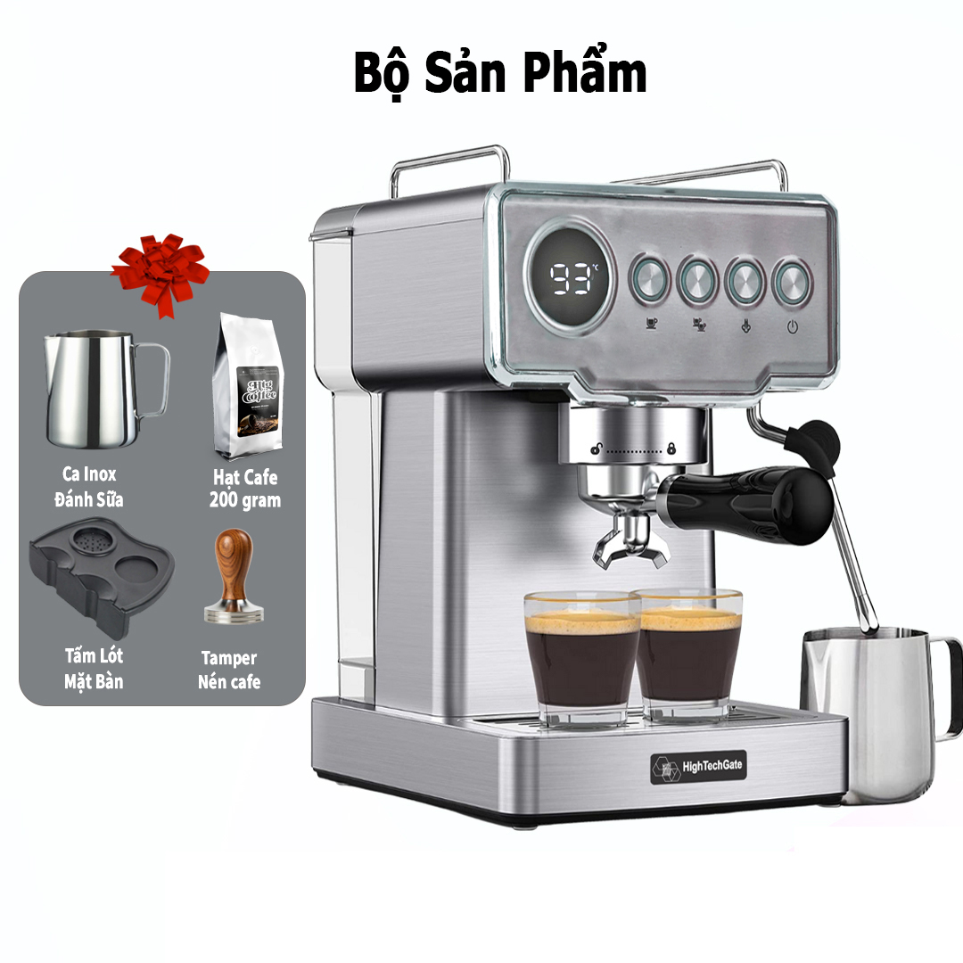 Máy Pha Cà Phê Espresso CF05 PLus HIGH TECH GATE Kiểm Soát Nhiệt PID 90~95ºC Chính Xác, Bộ Full Combo, Làm Nóng Nhanh, Tự Động Mini Nhỏ Gọn Gia Đình, Văn Phòng, Hàng Chính Hãng