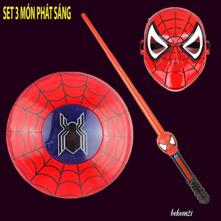 Khiên Phát Sáng Người Nhện Spiderman Có Đèn Nhạc Đội Trưởng Mỹ Cho Bé Hóa Trang Halloween