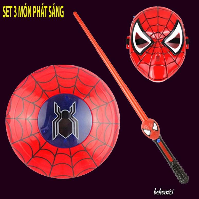 Khiên Phát Sáng Người Nhện Spiderman Có Đèn Nhạc Đội Trưởng Mỹ Cho Bé Hóa Trang Halloween