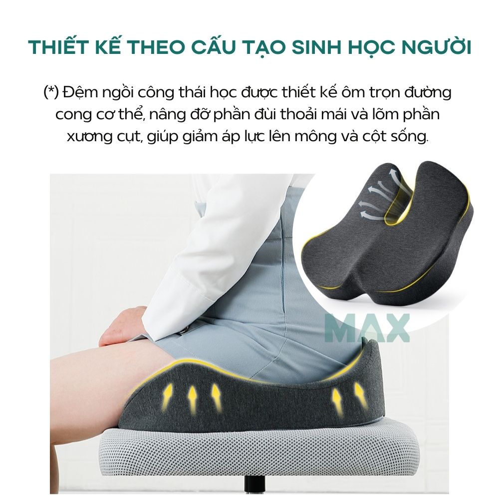 Gối đệm lót ngồi công thái học giúp phòng bệnh trĩ giảm đau xương cụt mẫu mới 2023 bảo hành 1 năm