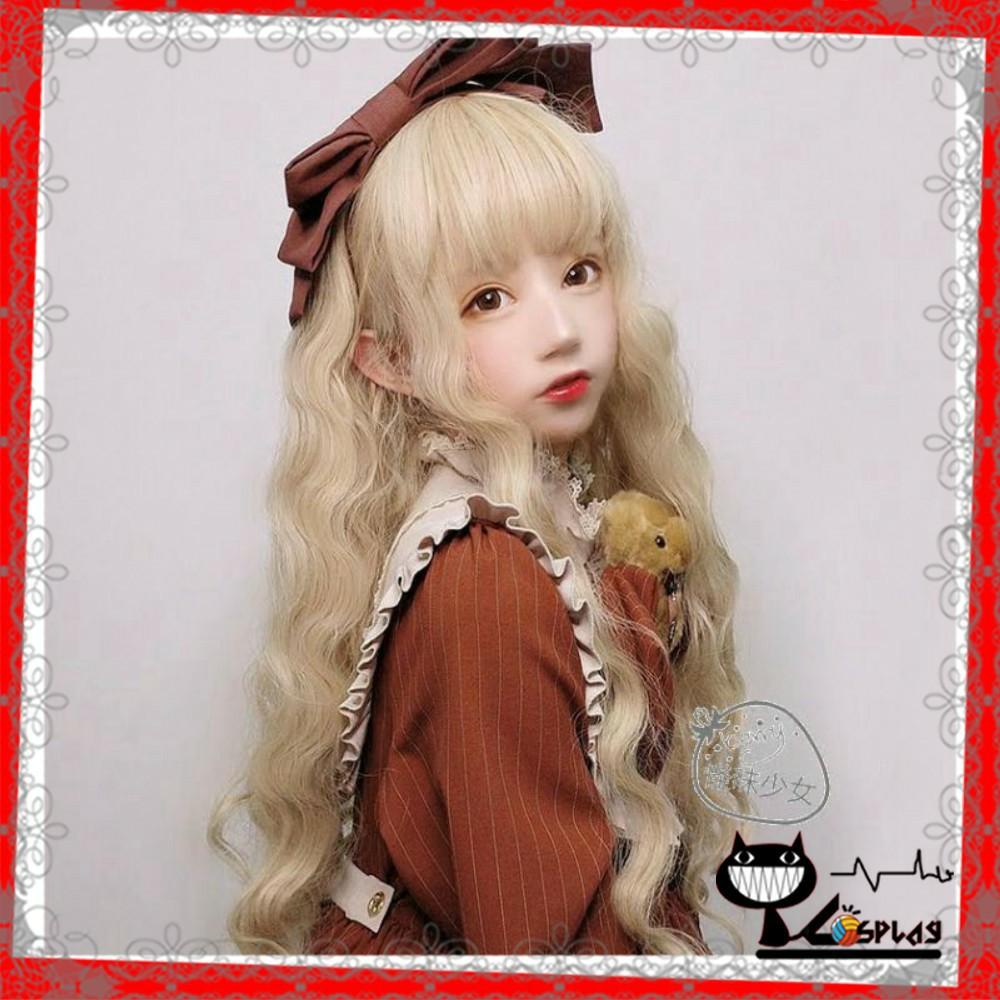 [Sẵn] Wig teen/lolita/cosplay vàng nâu mật ong A8215 xoăn trục - Nguyên đầu dài [Miu Cosplay]