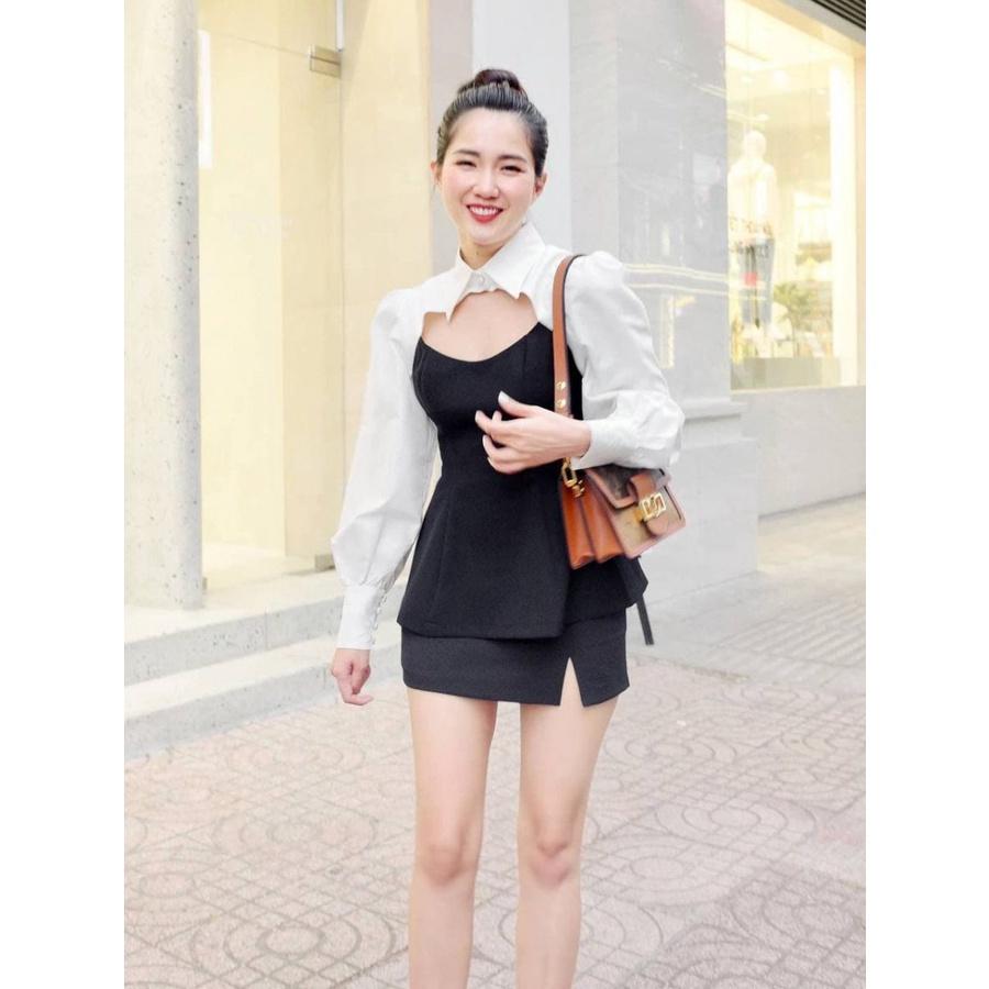 Áo Peplum Cổ Sơ Mi