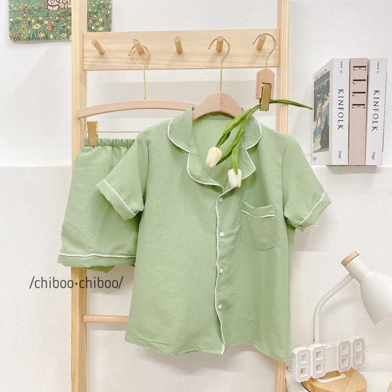 Bộ đồ ngủ Pijama vải thô quần đùi côc tay trơn siêu xinh