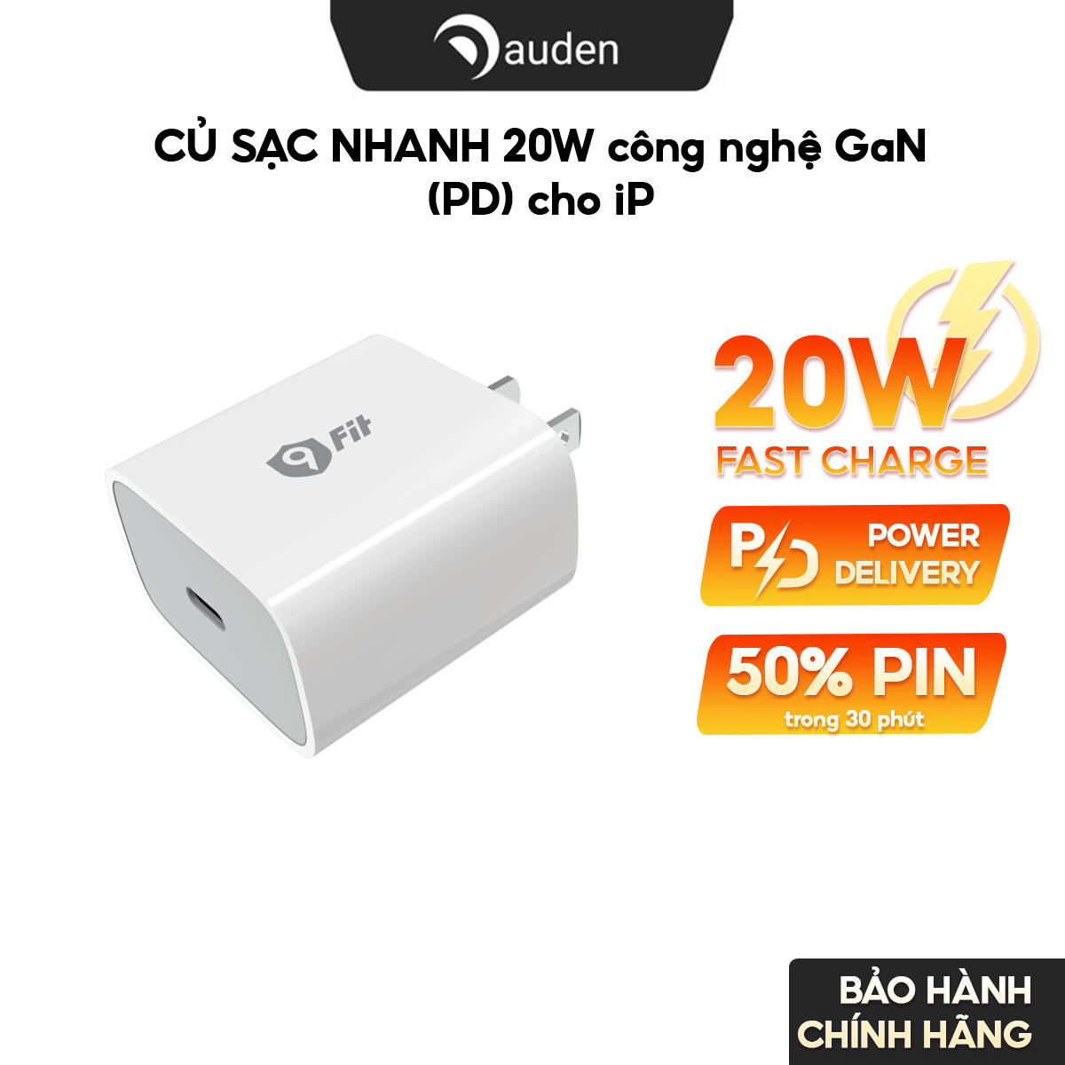 Sạc nhanh 9Fit 20W GaN chuẩn PD không nóng máy, hỗ trợ sạc nhanh cho các dòng Android / lOS - Hàng chính hãng