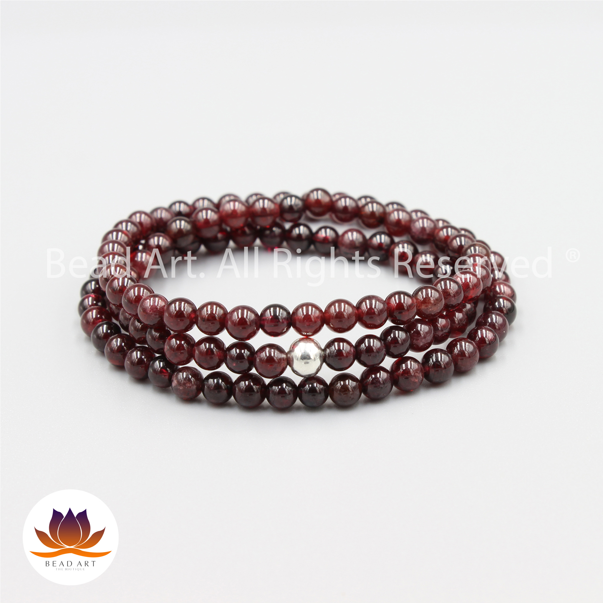 Chuỗi Vòng Tay 108 Hạt Đá Garnet, Hồng Ngọc Lựu Tự Nhiên 3.6-4MM, Vòng Tay Phong Thuỷ, Trang Sức, Chuỗi Hạt, Mệnh Hoả, Thổ - Bead Art