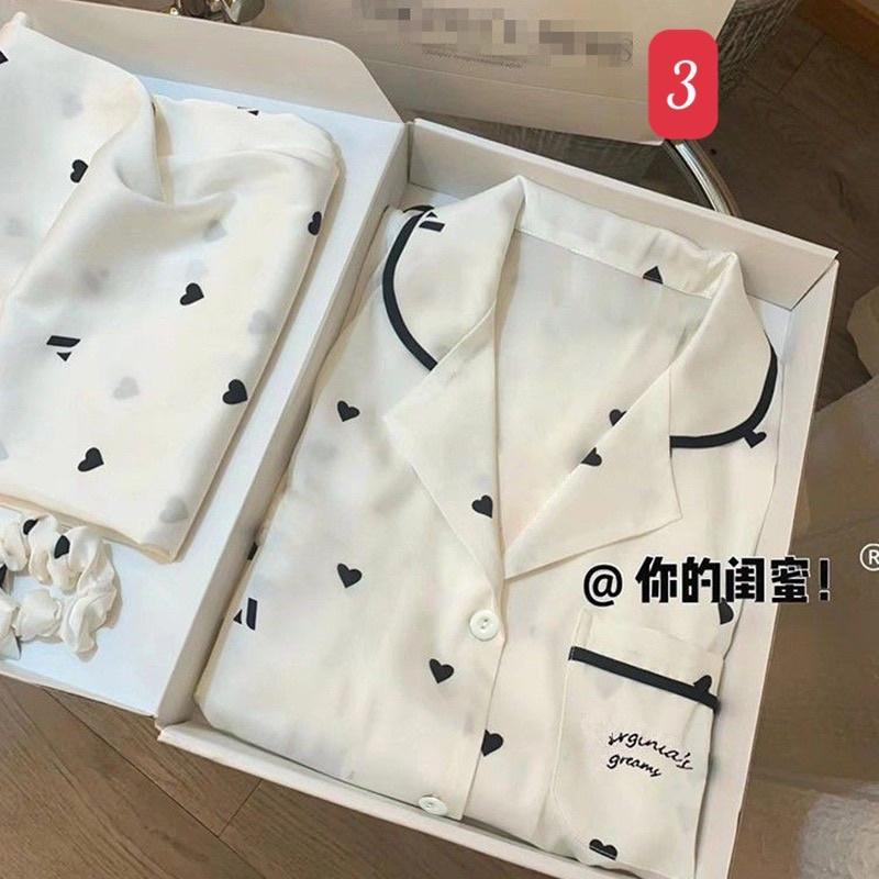 Bộ pijama lụa mùa hè bộ mặc nhà tay ngắn quần đùi chất mát, phong cách Hàn quốc hoạ tiết dễ thương, big size nhiều hình