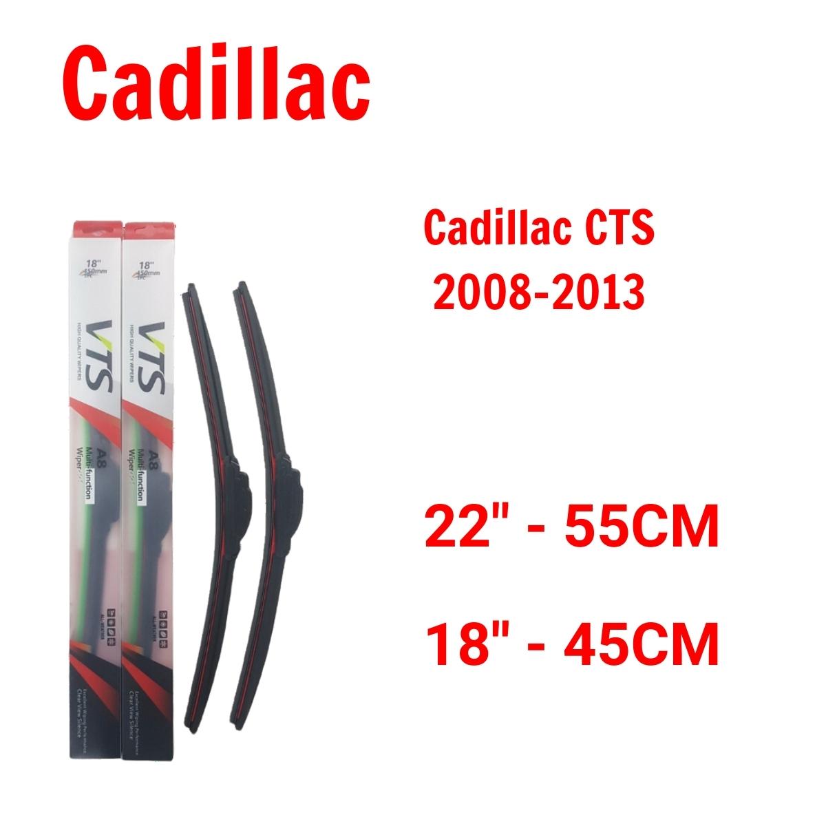 Bộ 2 cần gạt mưa thanh mềm Silicon A8 dùng cho dòng xe Cadillac CTS, SRX, XLR - Hàng nhập khẩu