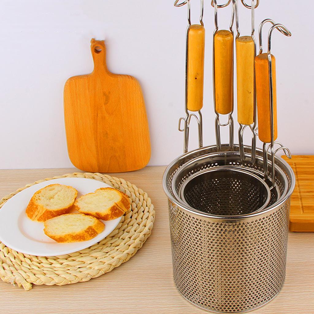 3X Kitchen Pasta Noodle Strainer, Stainless Steel, Deep Fry Basket 14cm