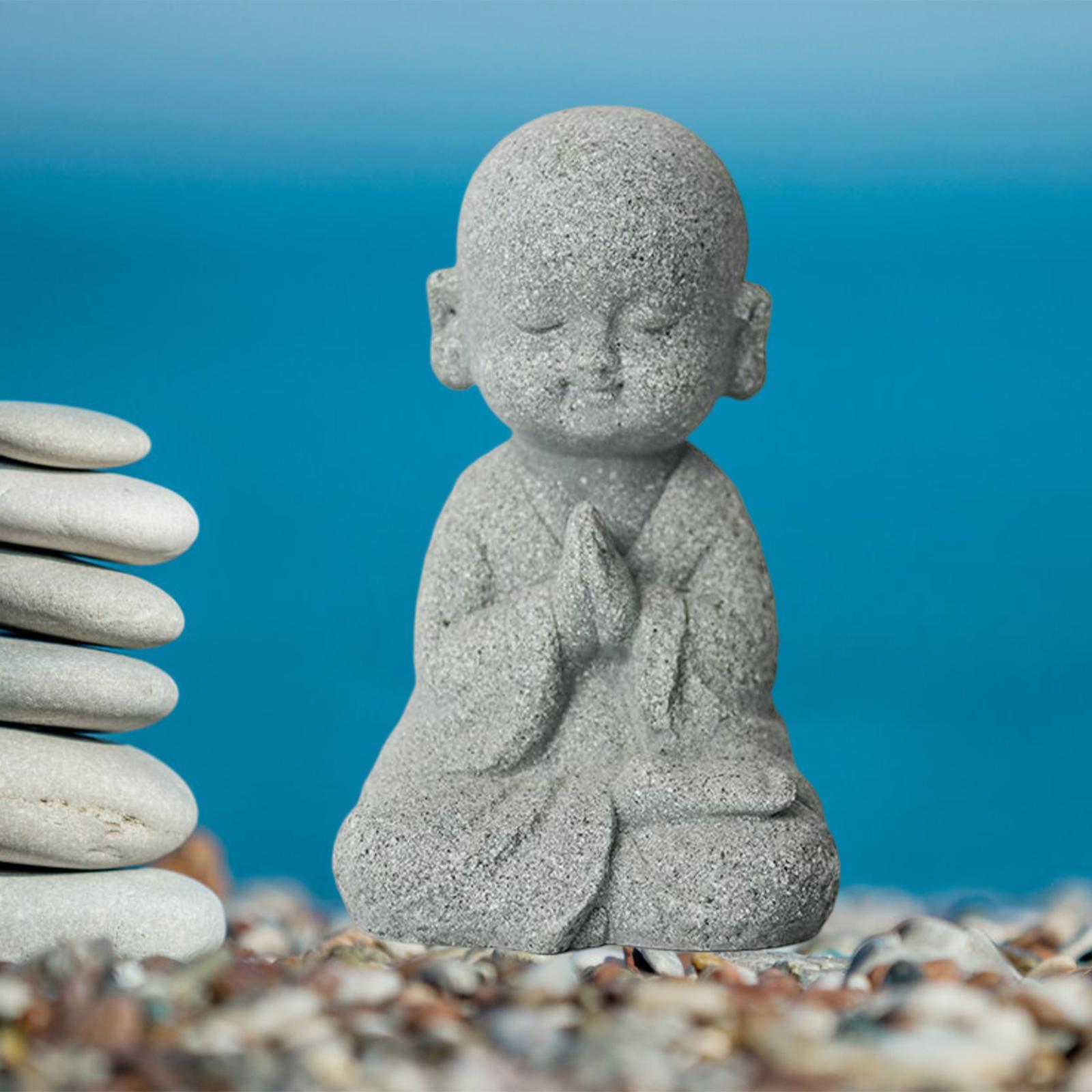 Sandstone Buddha Monk Statue Figurines for Flower Pot Decor Sculptures