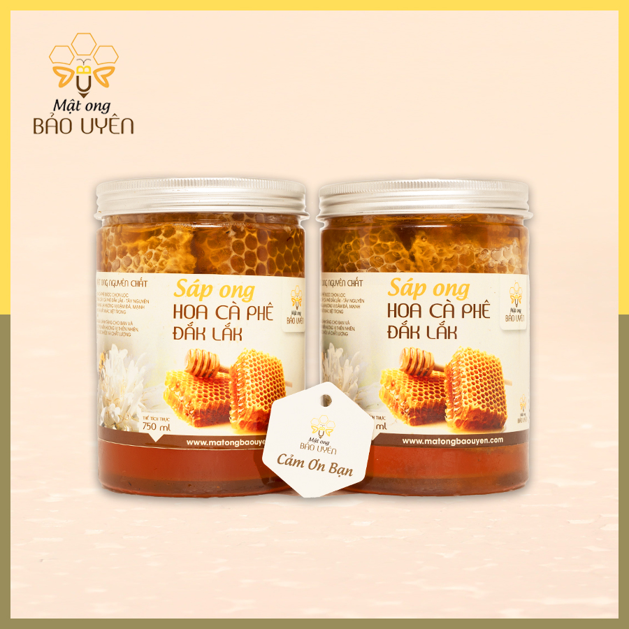 Combo 2 Hũ Sáp Mật Ong Hoa Cà Phê Nguyên Chất Bảo Uyên Cung Cấp Dinh Dưỡng Tăng Cường Đề Kháng Cơ Thể Dung Tích 750ml
