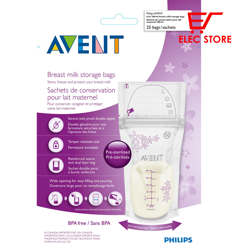Hộp 25 túi trữ sữa Philips AVENT x 180ml