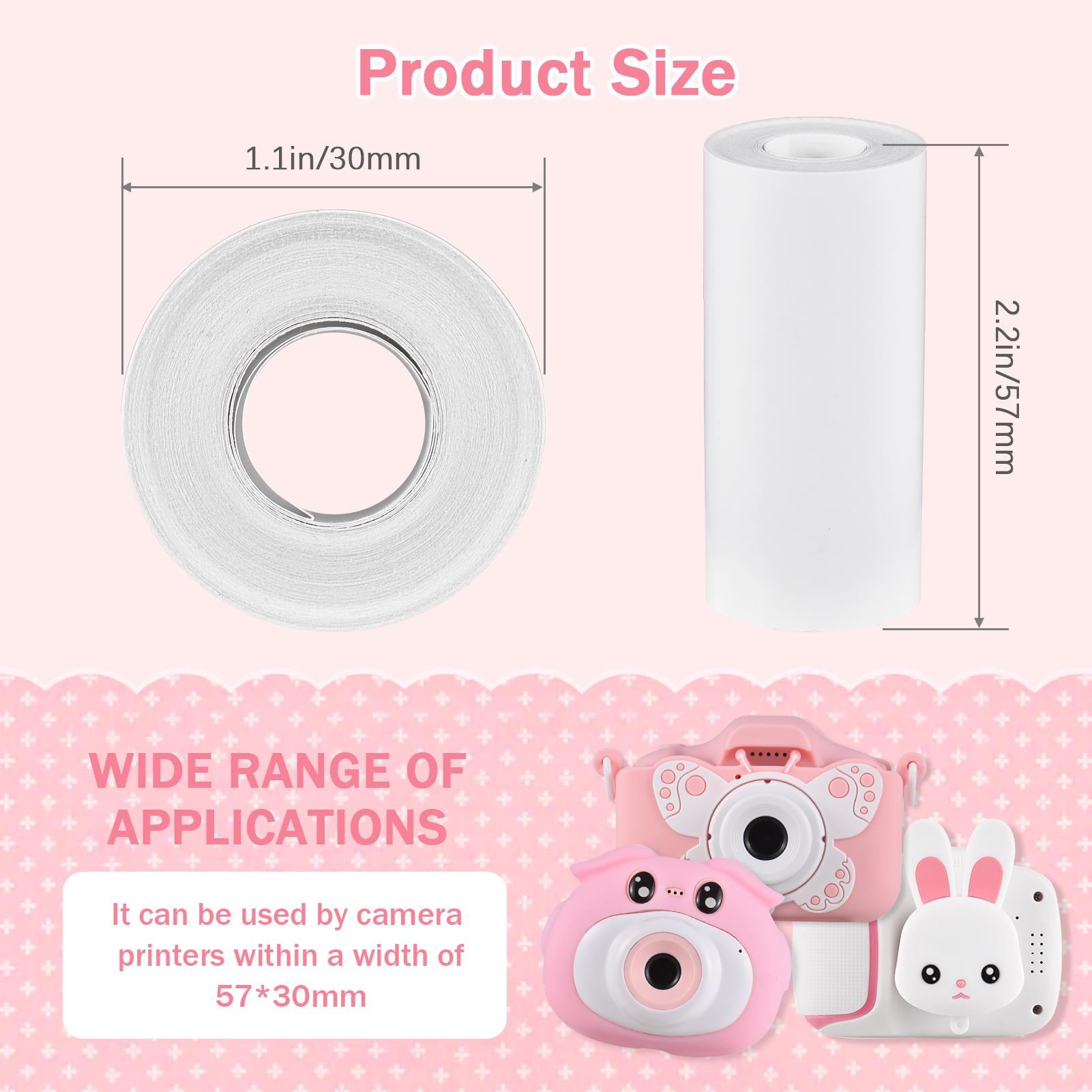 Thermal Paper Roll 57*30mm Printing Paper for Label Printer Kids Instant Camera Refill Print Paper, Pack of 10 Rolls