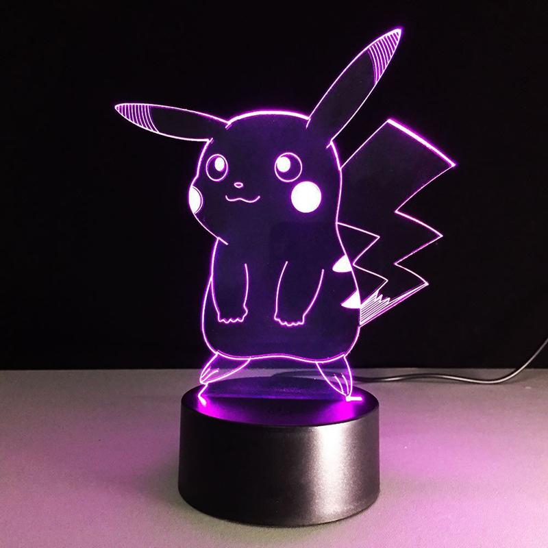 Đèn Ngủ Để Bàn Hình Pikachu 3d Thay Đổi 7 Màu