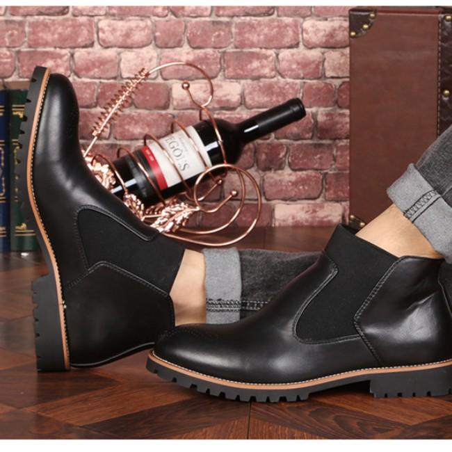 Giày da thật chelsea boot unisex cổ cao 20372