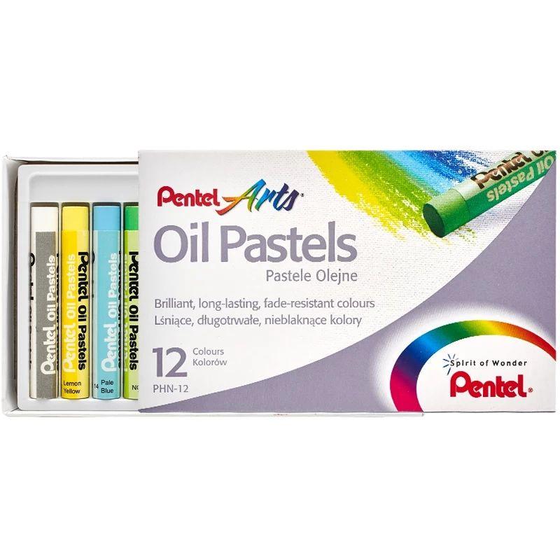 Sáp Màu Dầu Pentel Oil Pastel 12 màu PHN-12 | Màu Sắc Tươi Sáng | An Toàn Không Độc Hại