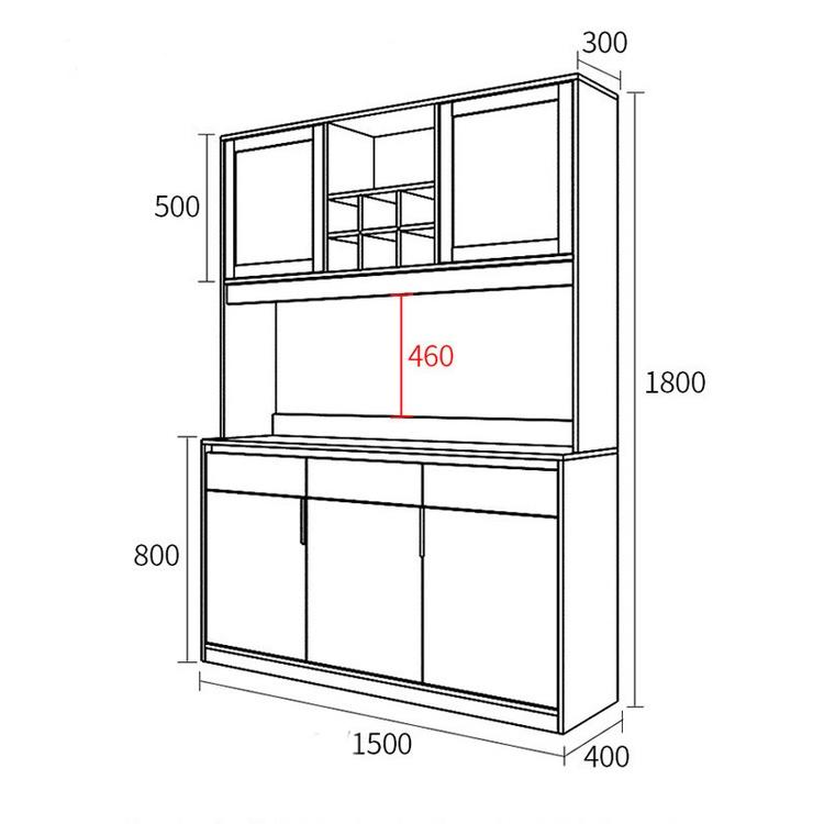 Tủ nhà bếp bằng gỗ An Cường phủ Melamine nhiều ngăn đựng đồ, tủ bếp gỗ cánh kính cường lực STB102 nội thất