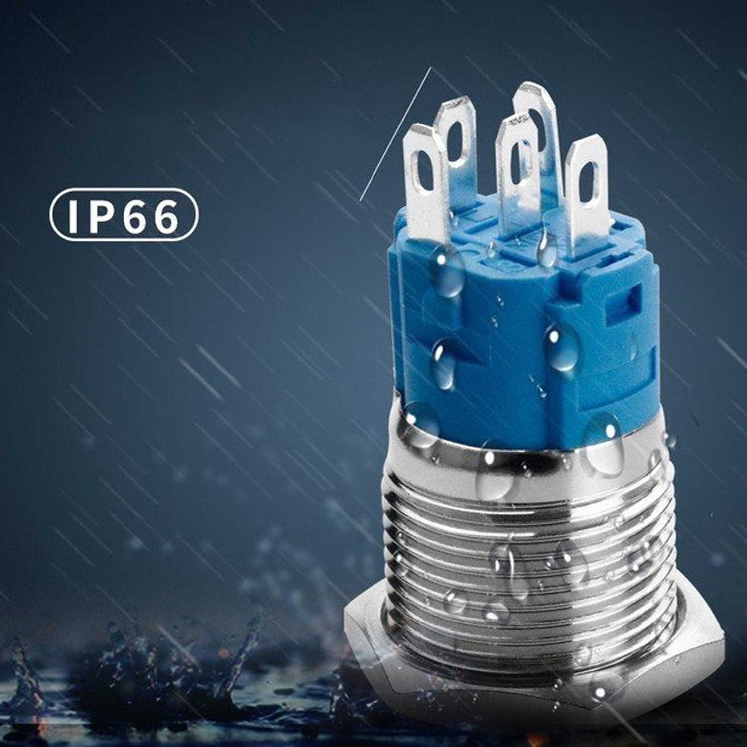 Công tắc nhấn giữ tự khóa có đèn LED 16mm , Chất liệu INOX, Chống ngấm nước