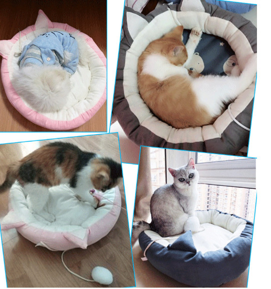 Hình ảnh Nệm ngủ cho chó mèo, nệm ngủ thiết kế tai mèo xinh xắn cho thú cưng