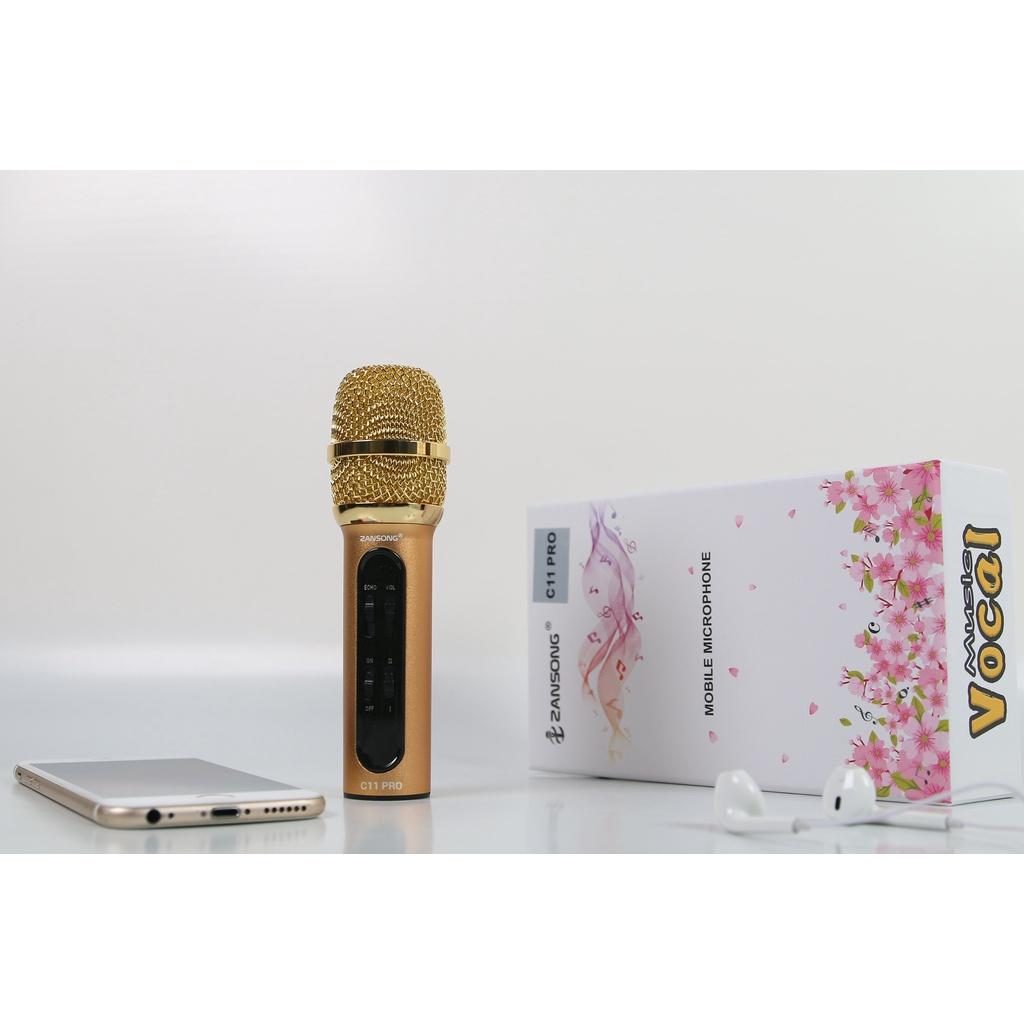 Micro thu âm livestream Zansong C11 Pro -Phiên bản nâng cấp-bắt giọng xa 3m, sử dụng được 2 tai nghe - âm thanh cực hay