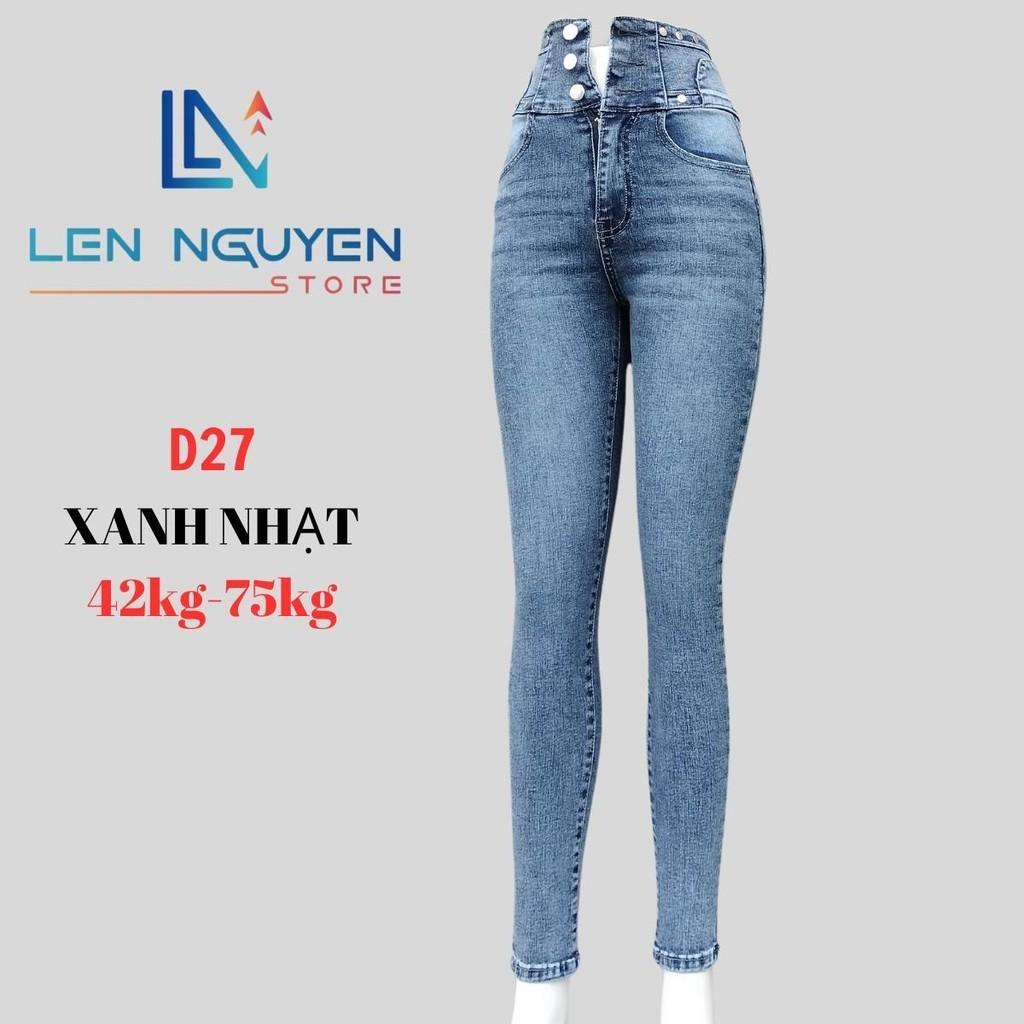 D27_ Quần jean nữ, áo khoác, lưng cao, quần bò nữ dáng ôm, quần rin nữ có big size, cho 42kg đến 75kg,LEN NGUYEN STORE - Xanh Nhạt