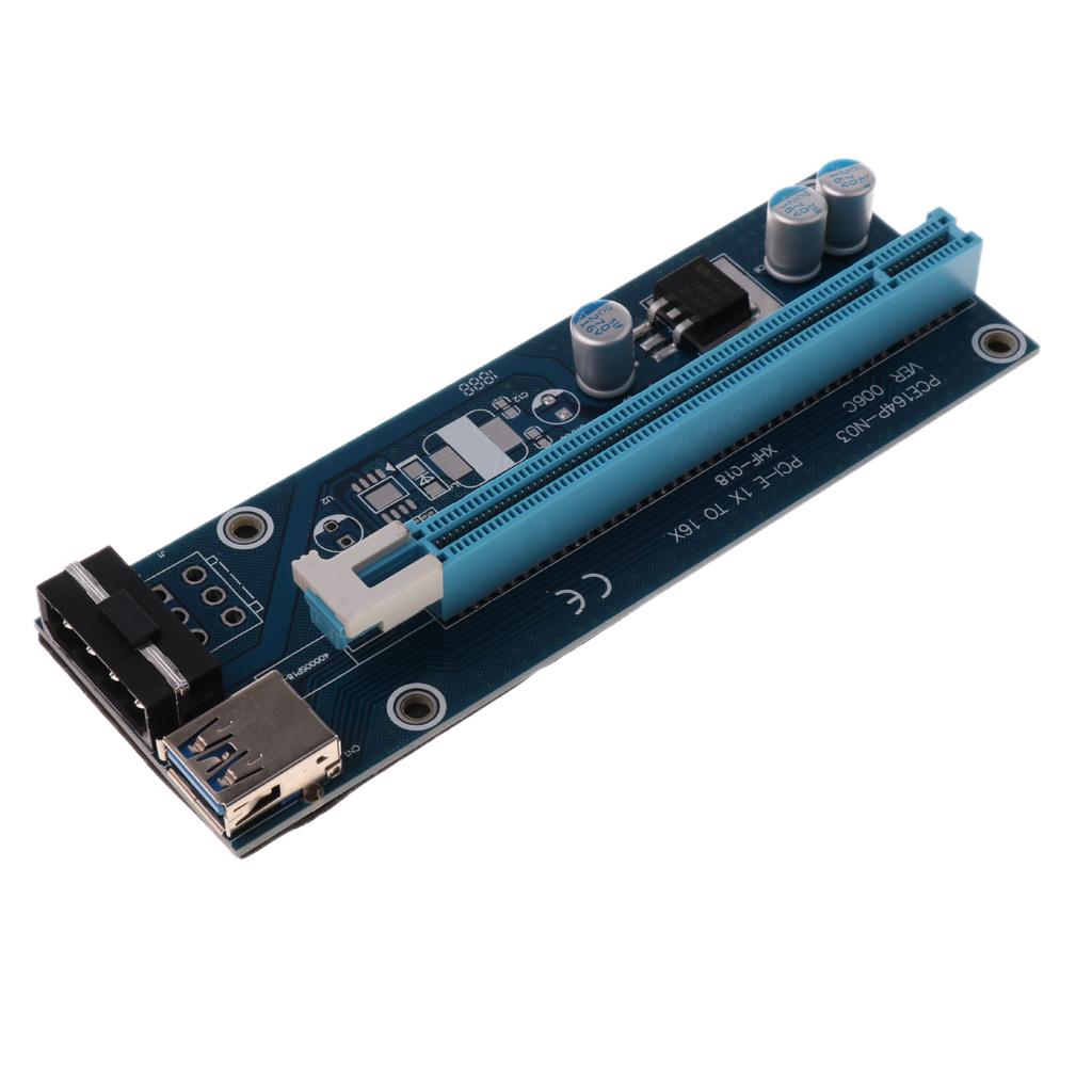 Graphics Card PCI-E 1X to 16X Riser Card with USB Cable & Power Supply Cord